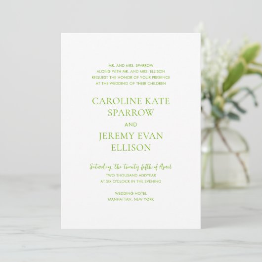 Clean Lime Green QR Code Elegante bruiloft Kaart (Staand voorkant)