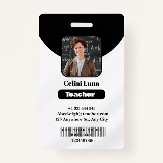 Clean Lines & Class: Minimalistisch zwart leraar I Badge (Voorkant)