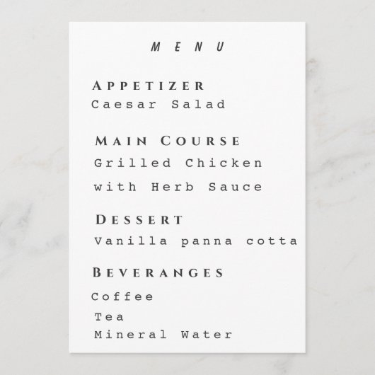 Clean Menu Template Modern Simple Reseption (Voorkant)