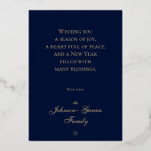 Clean Midnight Blue Snowflakes Christmas Gold Folie Feestdagenkaart (Achterkant)