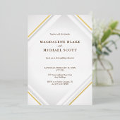Clean Minimalist Gold Lines Frame Foil Invitation (Debout devant)