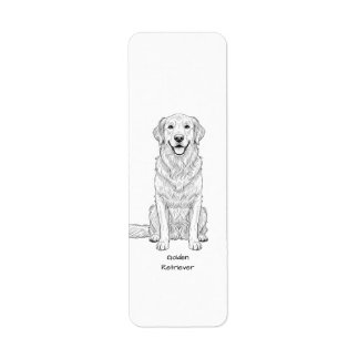 Clean Minimalist Golden Retriever Line Art  Etiket