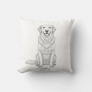 Clean Minimalist Golden Retriever Line Art  Kussen