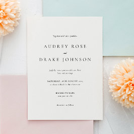 Clean Modern Black and White Wedding Kaart