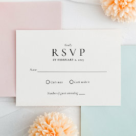 Clean Modern Black and White Wedding RSVP Kaartje