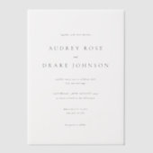 Clean Modern Black and White Wedding Vellum Uitnodigingen (Voorkant)