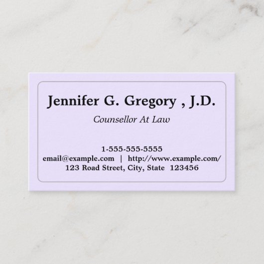 Clean & Modern Counselor at Law Visitekaartje (Voorkant)