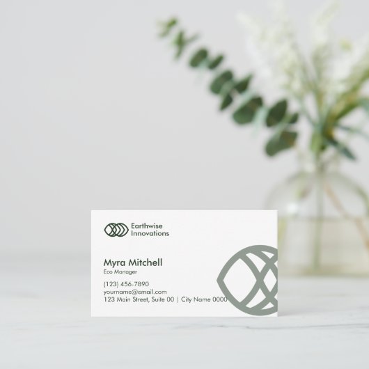 Clean Modern Eco Green Sustainable Branding Bold Visitekaartje (Staand voorkant)