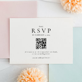 Clean Modern Qr Code Wedding RSVP Kaartje