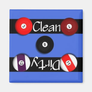 Clean of Dirty Billards Dishwasmachine Magnet Magneet