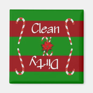 Clean of Dirty Candy Cane Dishwaser Magnet Magneet
