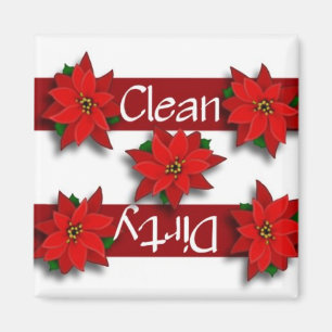 Clean of Dirty Poinsettias Dishwaser Magnet Magneet