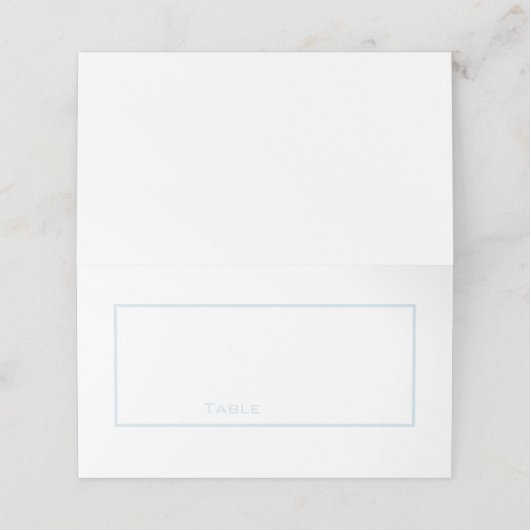 Clean Pastel Blauw en Wit Plaats kaart (Buitenkant ongevouwen)