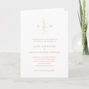 Clean Peach Botanical Photo Elegant Wedding