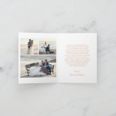 Clean Peach Botanical Photo Elegant Wedding Bedankkaart (Binnen)