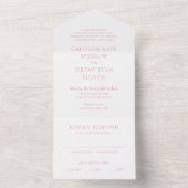 Clean Pink Elegant Wedding All In One Uitnodiging (Binnen)