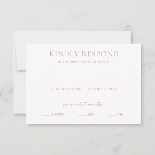 Clean Pink Elegant Wedding RSVP Kaartje (Voorkant)