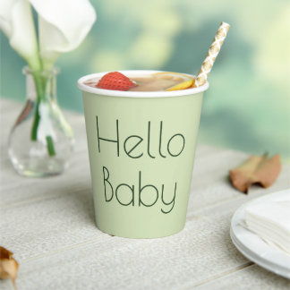 Clean Sage Green Genderneutraal Baby shower Papieren Bekers