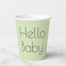Clean Sage Green Genderneutraal Baby shower Papieren Bekers