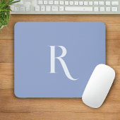 Clean Simple Monogram Initiaal Typografie Blauw Muismat