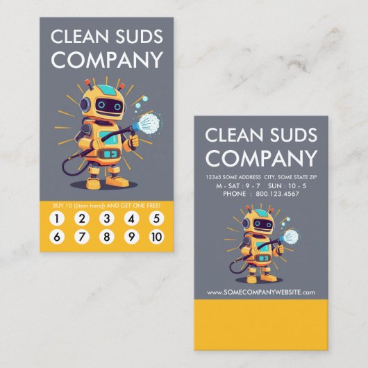 Clean Suds Wash Loyalty Punch Card (Voorkant / Achterkant)
