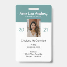 Clean Turquoise Homeschool Educator ID Badge