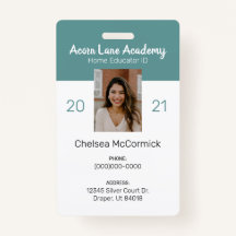 Clean Turquoise Homeschool Educator ID Badge