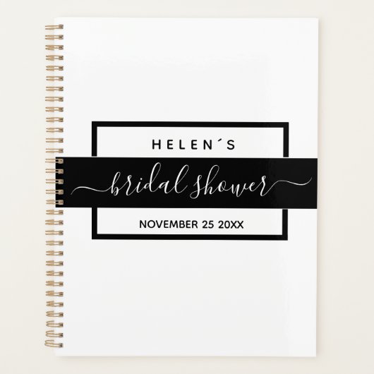 Clean White Black Vrijgezellenfeest Minimalist Pat Planner (Voorkant)