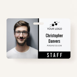 Clean White Employee-ID Voeg je Logo toe Badge