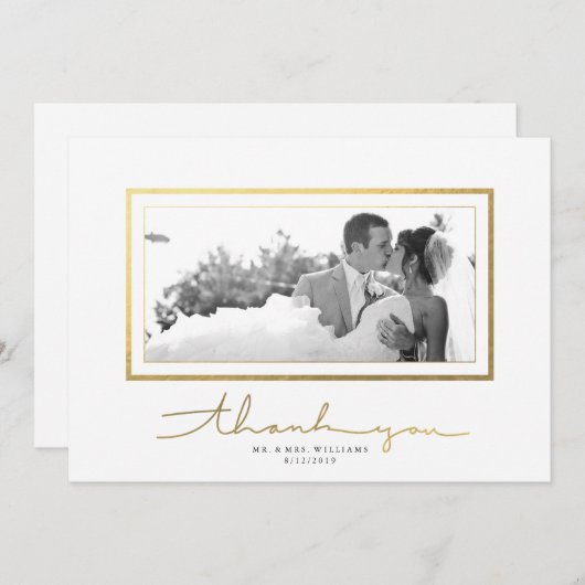 Clean White Gold Script Elegant Hartelijk dank! Bedankkaart (Voorkant / Achterkant)