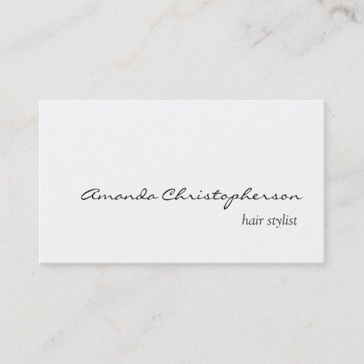 Clean White Hair Stylist Script Visitekaartje (Voorkant)