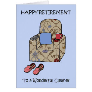 Cleaner Happy Retirement Cartoon Armstoel