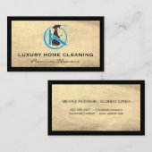 Cleaner Logo | Luxe lederen achtergrond Visitekaartje (Voorkant / Achterkant)