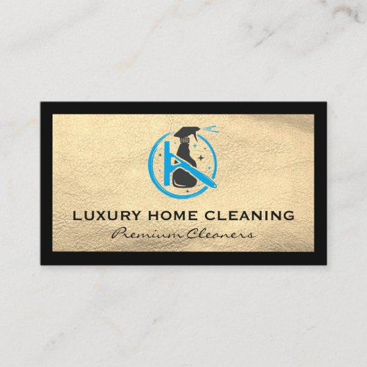 Cleaner Logo | Luxe lederen achtergrond Visitekaartje (Voorkant)