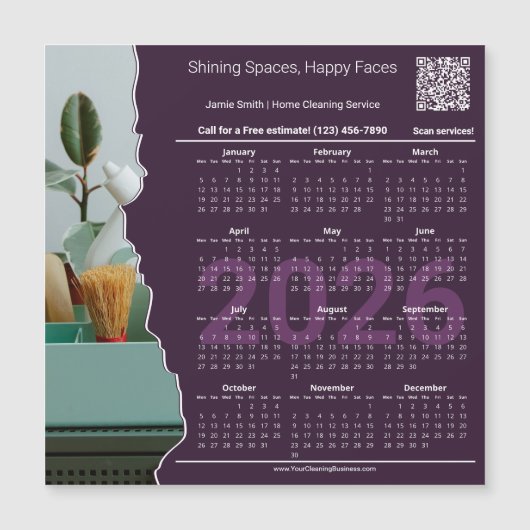 Cleaner Motto CTA QR-code 2026 Calendar Magnet (Devant)