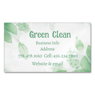Cleaning Company, Green, Eco-Friendly, Natuur Bu Magnetisch Visitekaartje