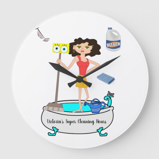 Cleaning Lady Clock Grote Klok (Voorkant)