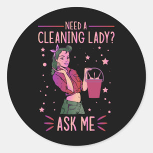 Cleaning Lady Housekeeper Housekeeping Cleaner Gra Ronde Sticker