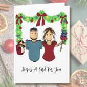 Cleaning Male Female Cartoon Thank You Christmas Kaart