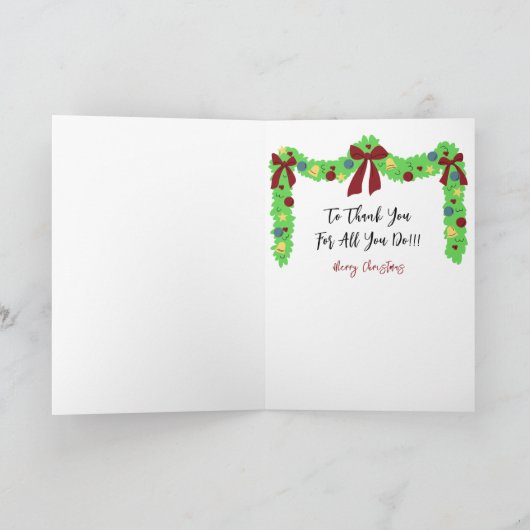 Cleaning Male Female Cartoon Thank You Christmas Kaart (Binnen)