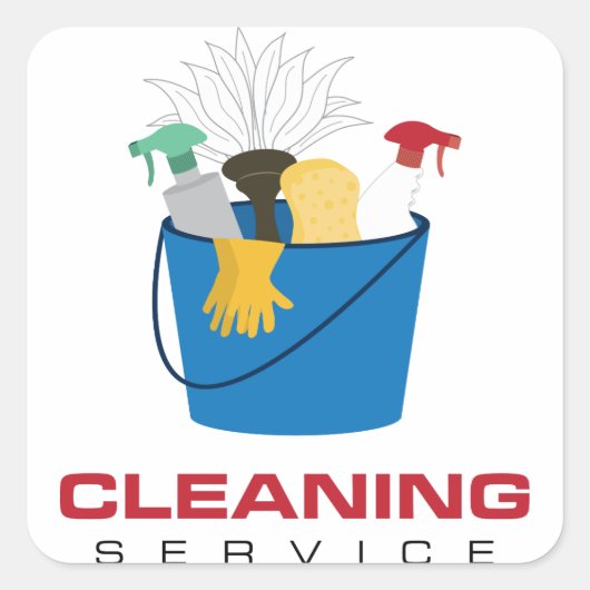 Cleaning Service Bucket Vierkante Sticker (Voorkant)