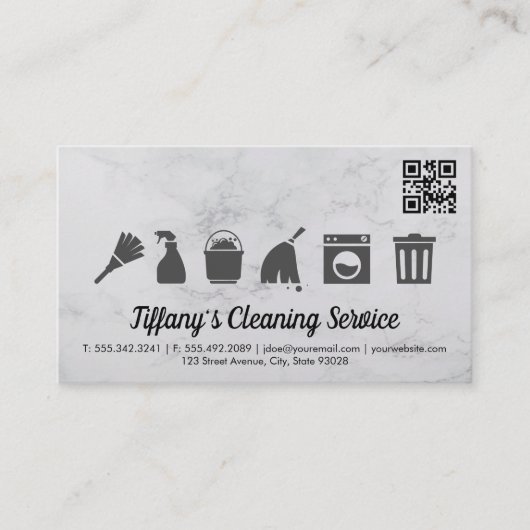 Cleaning Service Icons | qr code Visitekaartje (Voorkant)