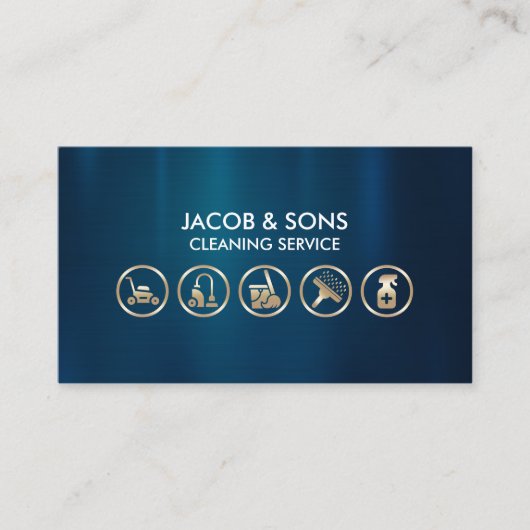 Cleaning Service  Icons Visitekaartje (Voorkant)