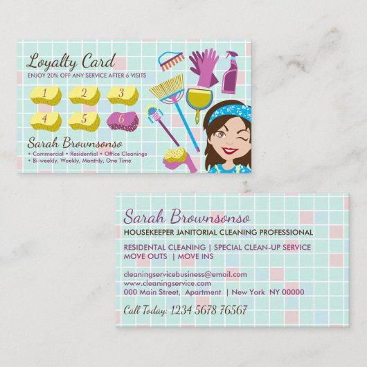 Cleaning Service Janitorial Lady Sale Gifts Kortingskaartje (Voorkant / Achterkant)