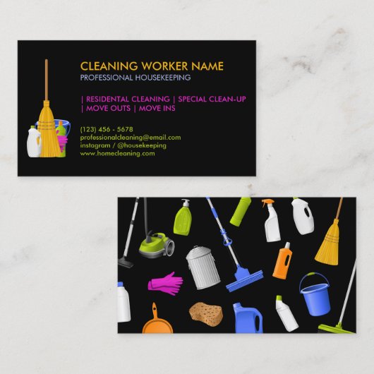 Cleaning Service Standard modern Visitekaartje (Voorkant / Achterkant)