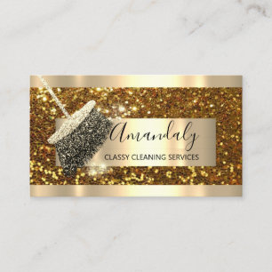 Cleaning Services Maid House Keeping Gold Glitter Visitekaartje