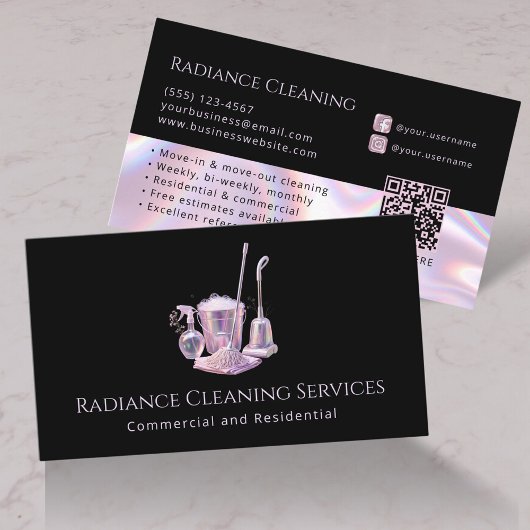 Cleaning Services Supplies Modern QR Code Visitekaartje