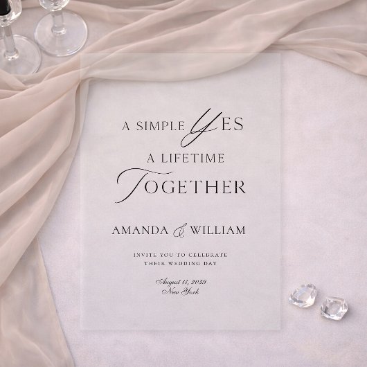 Clear Acrylic Wedding Invitation | Minimal Modern