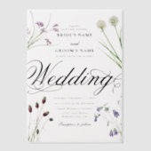 Clear Acrylic Wildflowers Bloemenbruiloft Vellum Uitnodigingen (Voorkant)