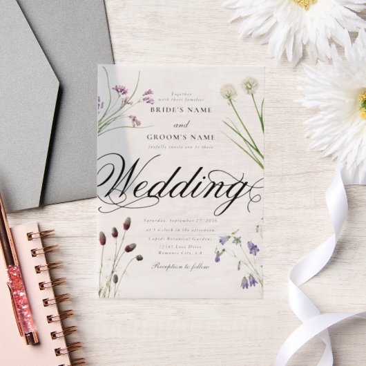 Clear Acrylic Wildflowers Bloemenbruiloft Vellum Uitnodigingen (Huwelijk)